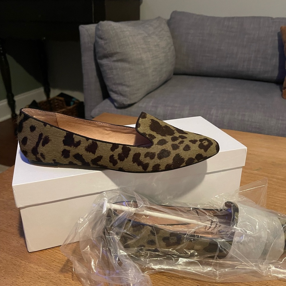 Anthropologie Olive Leopard Print Women's Loafers